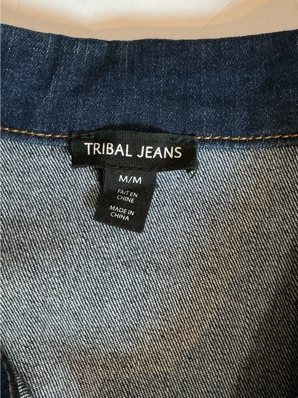 Tribal Dark Wash Relaxed Fit Blue Denim Jacket with Button Front Size Medium - Picture 9 of 11